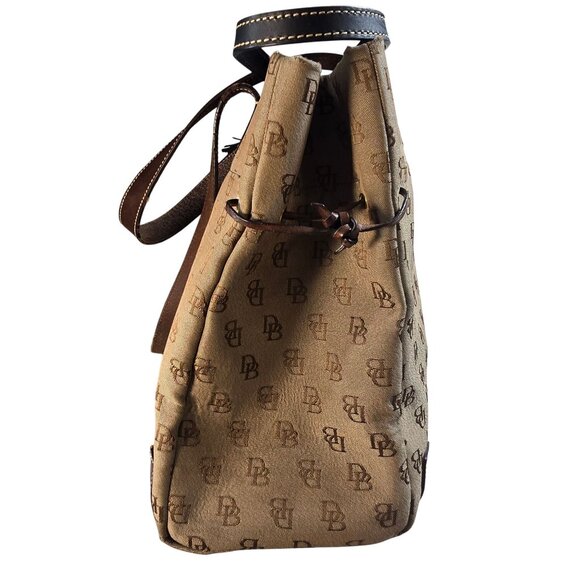Dooney & Bourke Signature Monogram Tote Bag With Leather Trim Beige/Brown - Picture 5 of 14